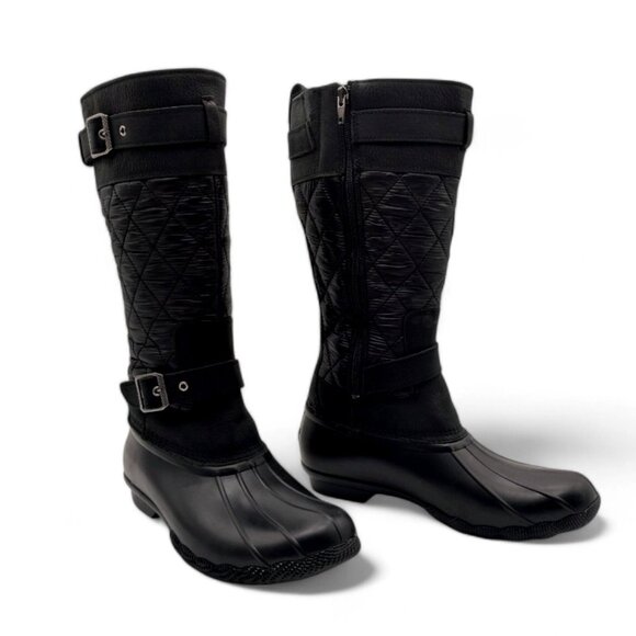 Sperry Women's Size 8.5 Black Saltwater Tall Nylon Quilt Buckle Rain Duck Boot - Picture 8 of 16